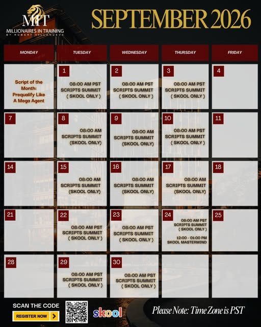 September training calendar