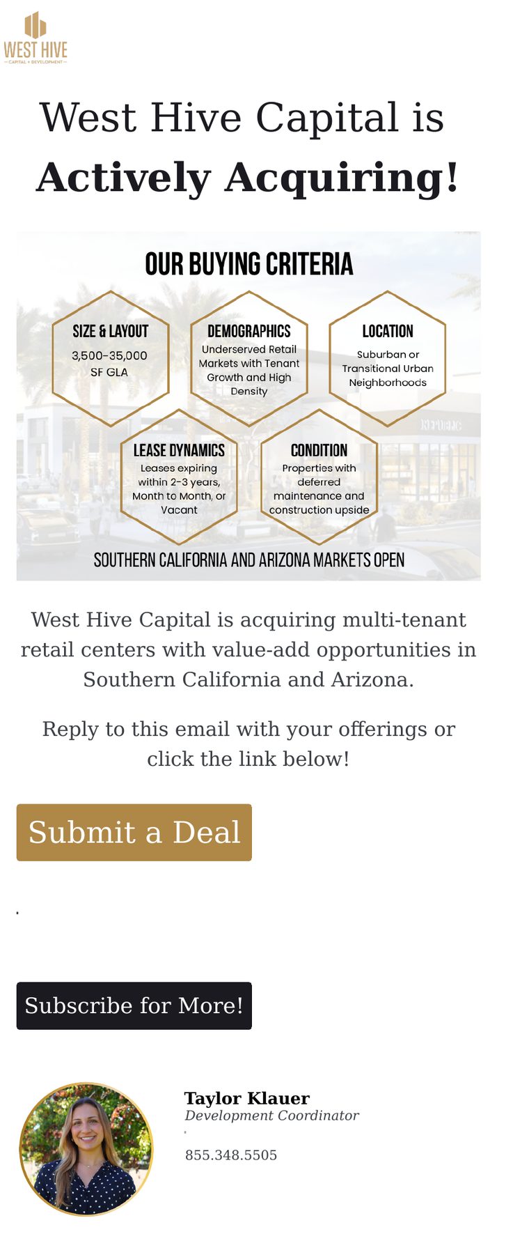 West Hive Capital Brevo email